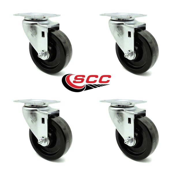 Service Caster 4 Inch Phenolic Wheel Swivel Top Plate Caster Set SCC-20S414-PHS-4 - main